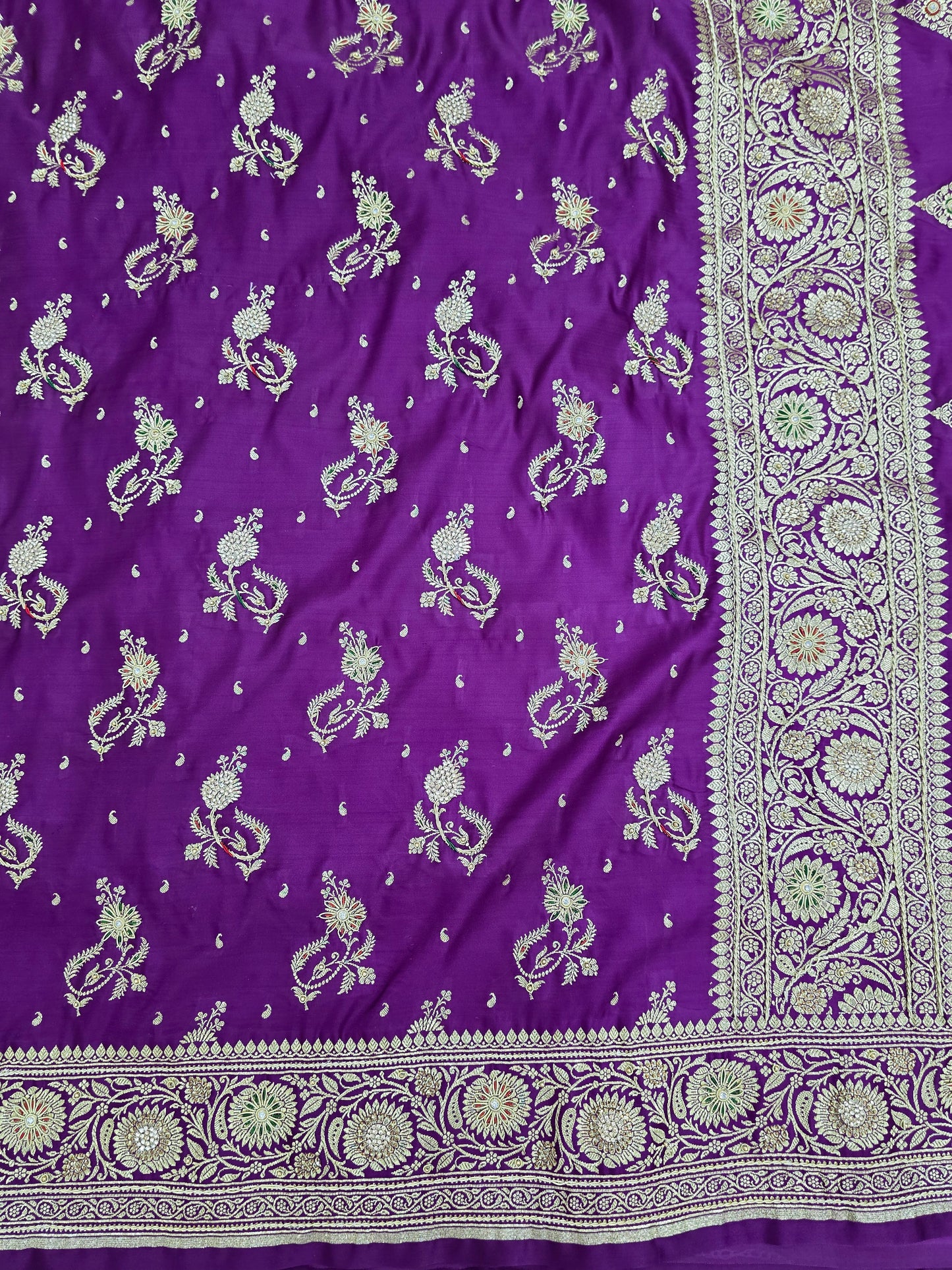 Purple Zardozi Zarkan Banarasi Katan Saree
