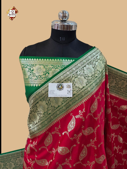 Red Banarasi Katan Silk Saree
