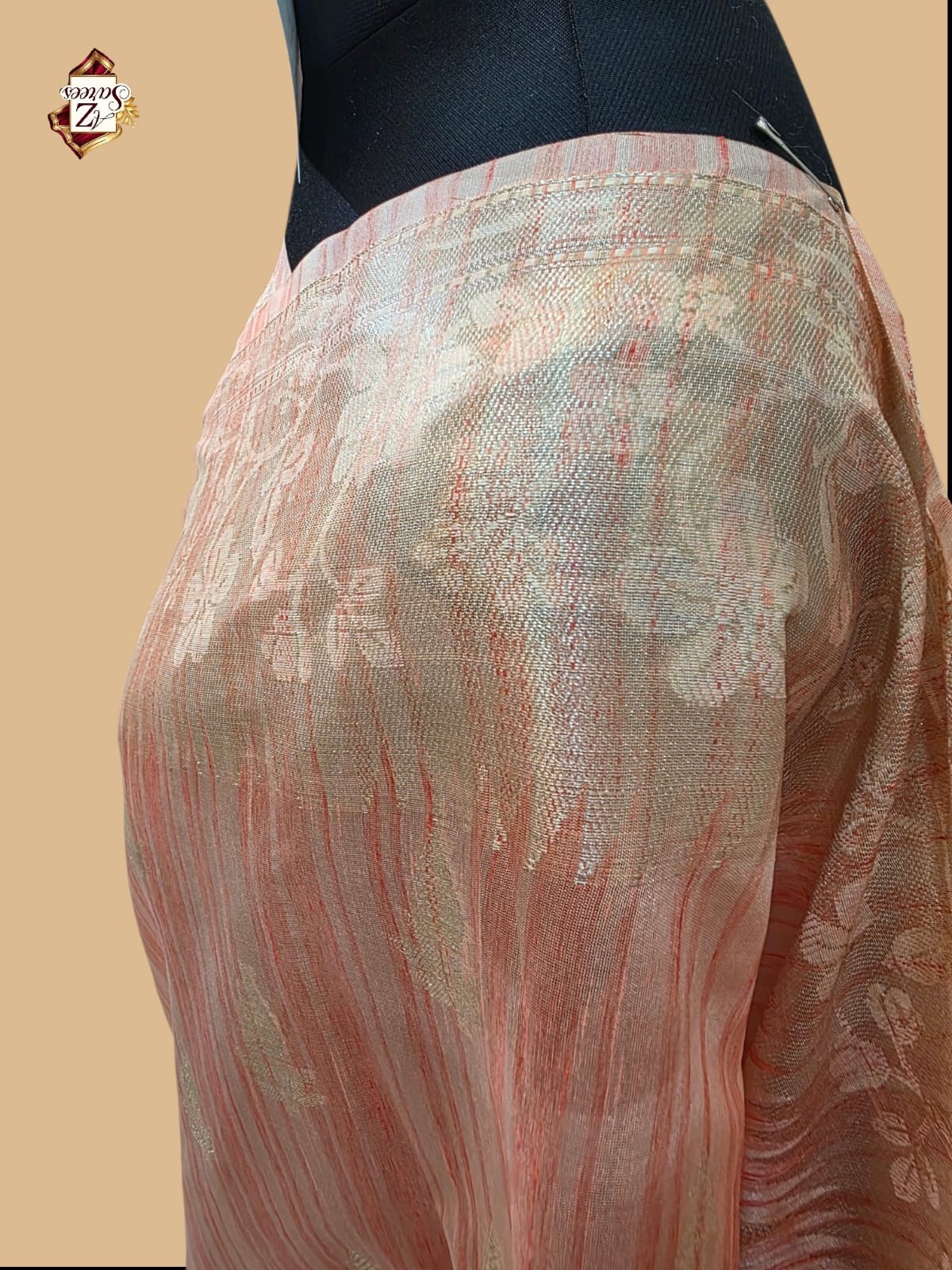 Peach Banarasi Ghicha Saree