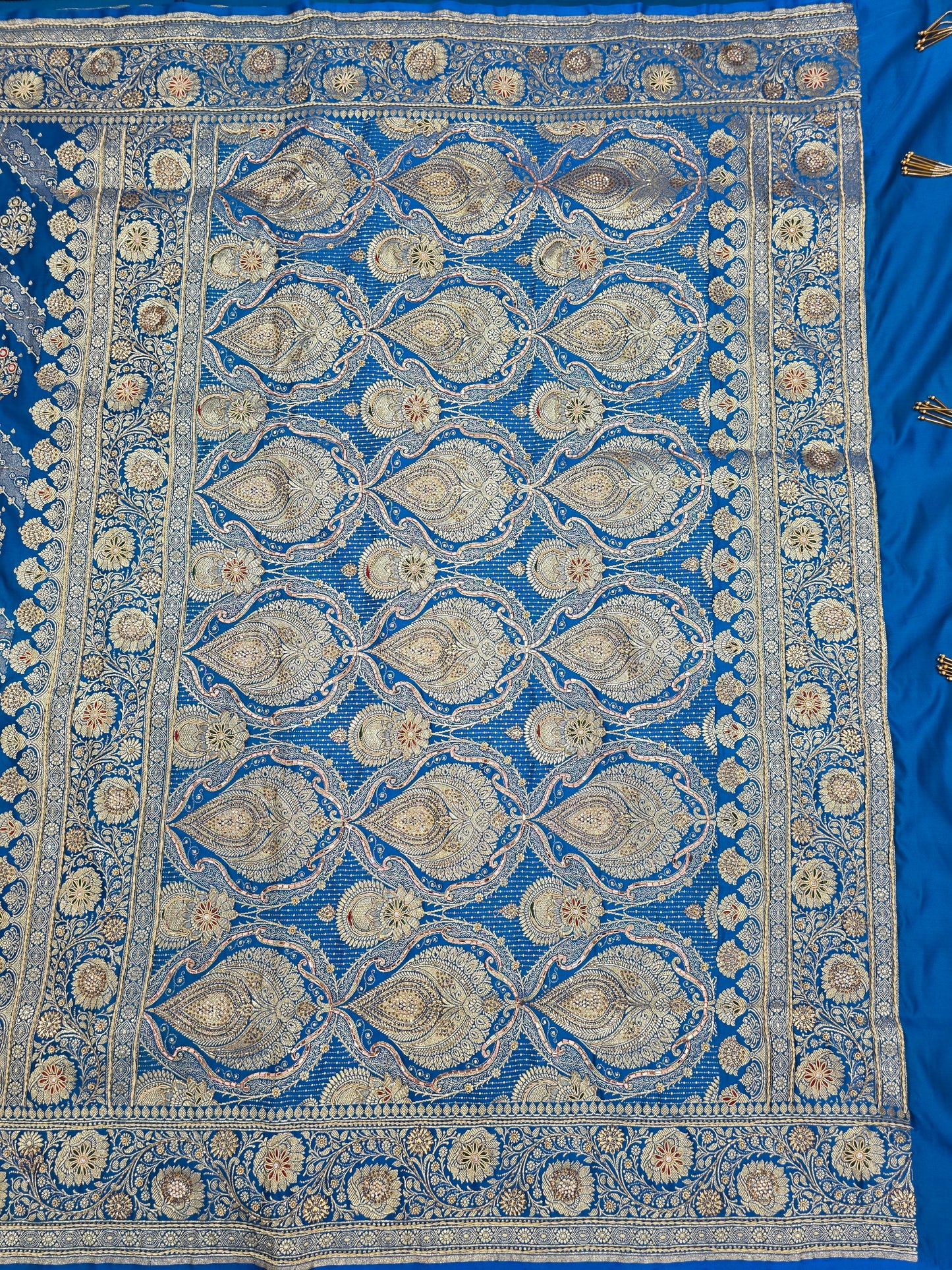 Blue Zardozi Zarkan Banarasi Katan Saree