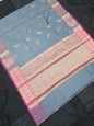 Grey Banarasi Katan Saree