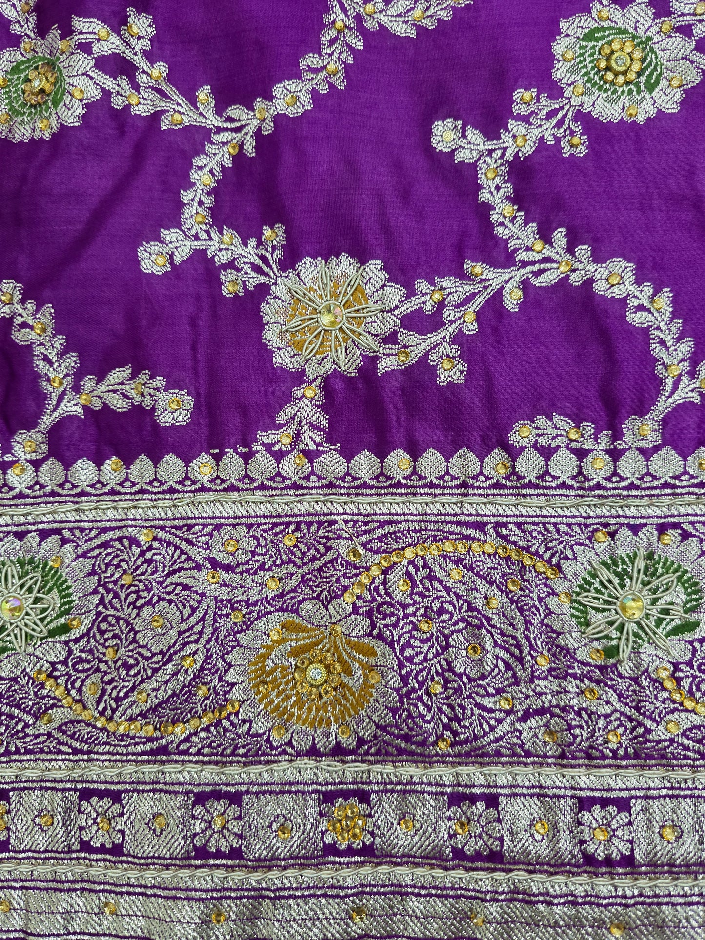 Purple Zardozi Zarkan Banarasi Katan Saree