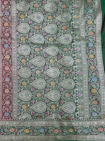 Maroon Zarkan Banarasi Katan Saree