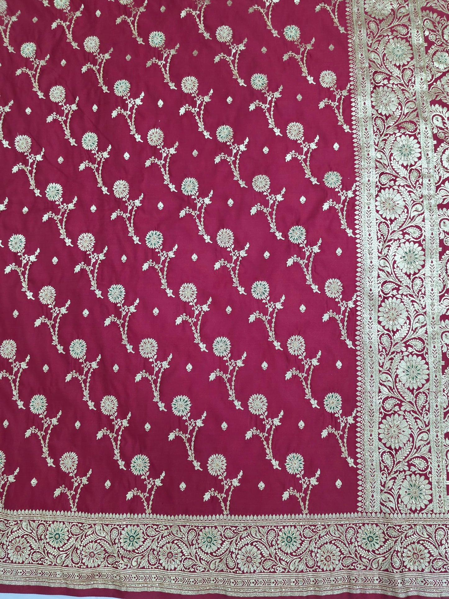 MAROON Zardozi Moti Banarasi Saree