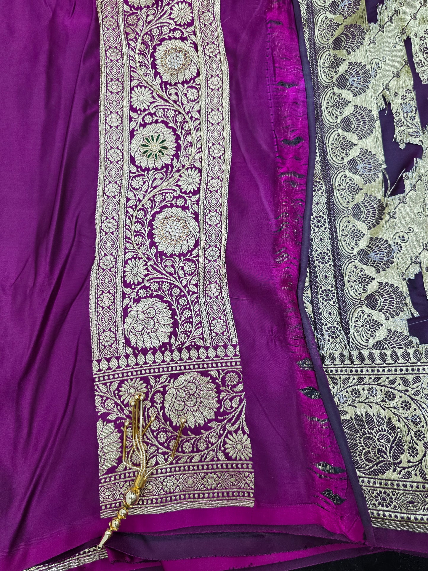 Purple Zardozi Zarkan Banarasi Katan Saree
