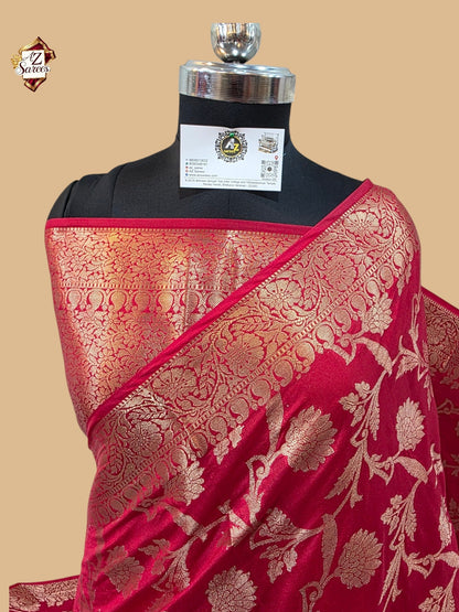 Red Banarasi silk saree