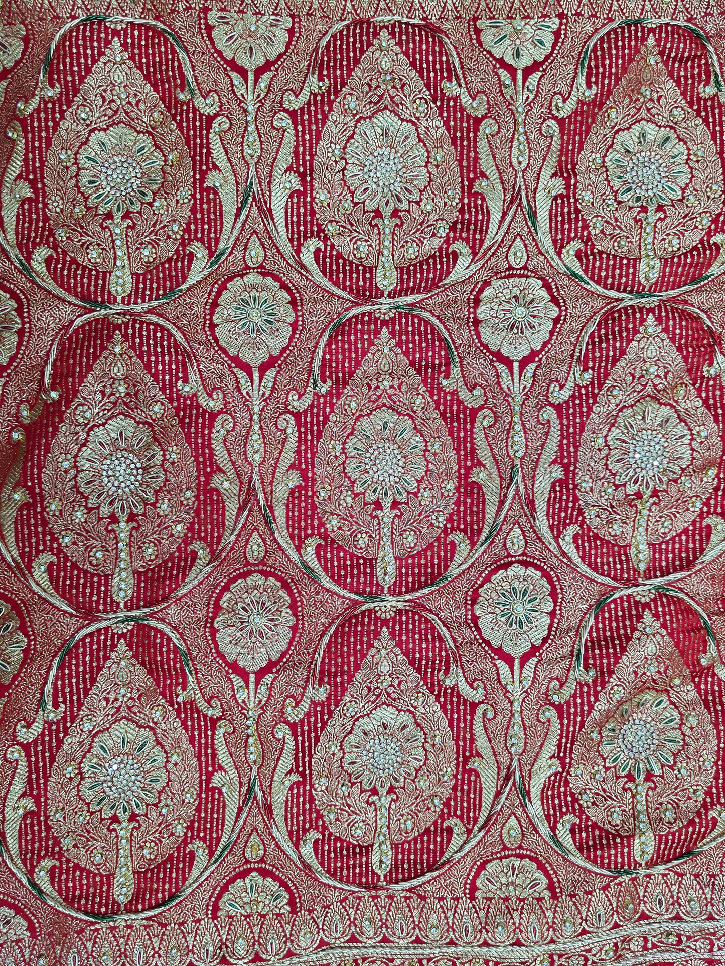 Red Zardozi Zarkan Banarasi Katan Saree