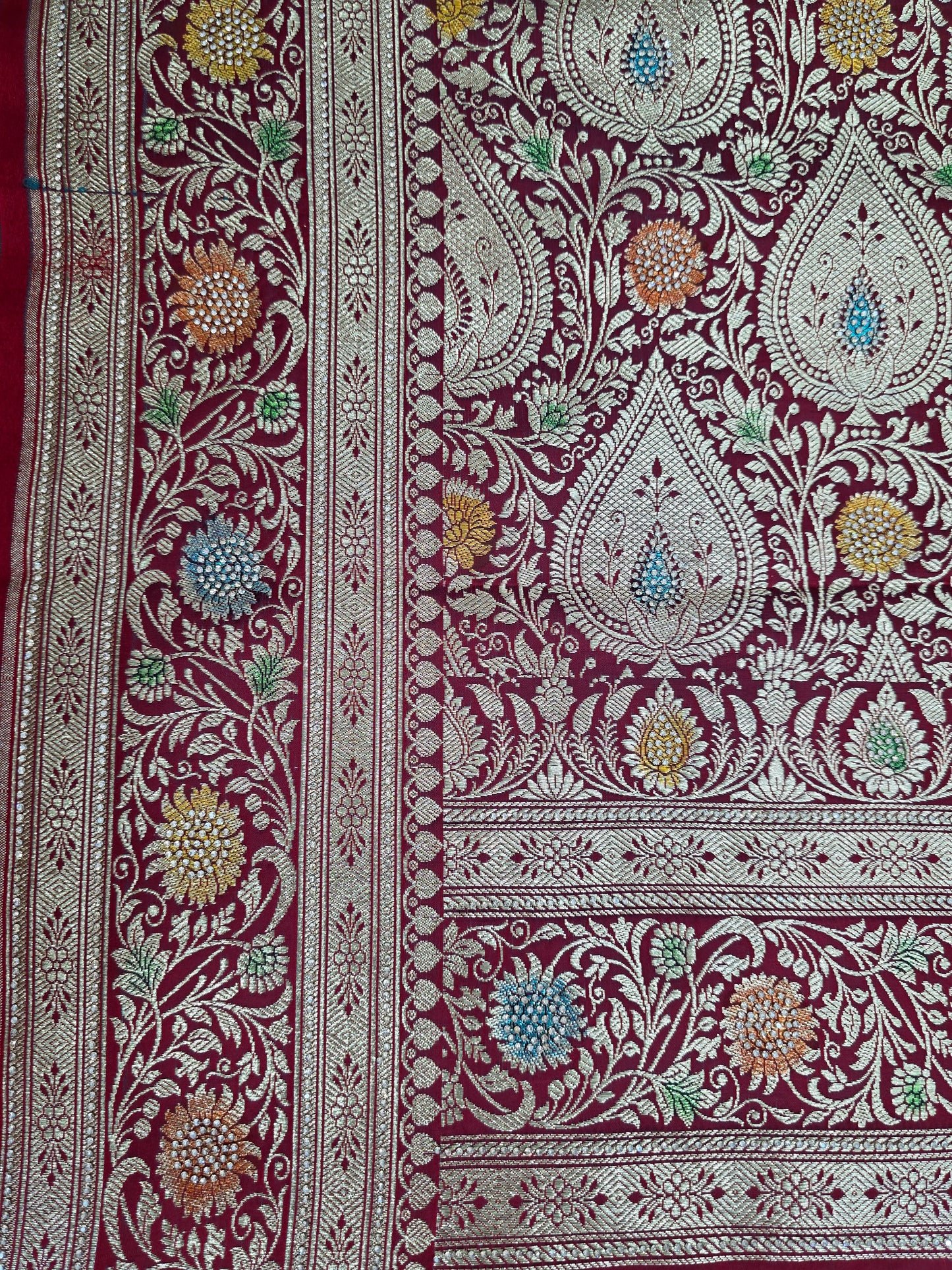 Teal Zarkan Banarasi Katan Saree