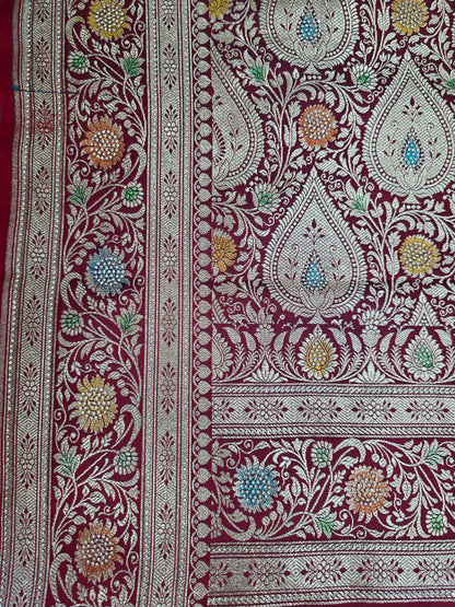 Teal Zarkan Banarasi Katan Saree