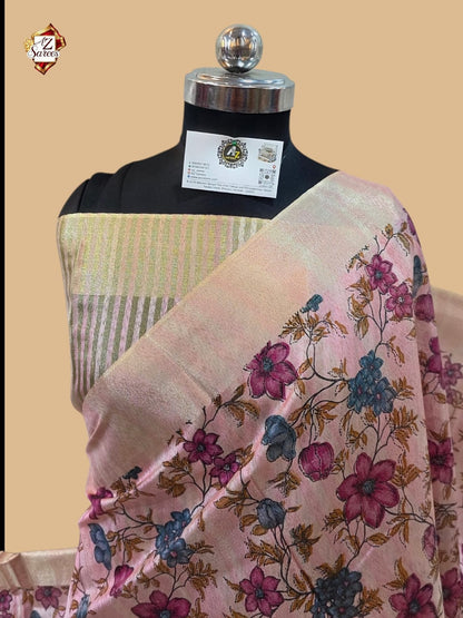 Pink Banarasi Printed Saree