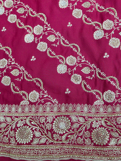 Maroon Zarkan Moti Banarasi Silk Saree