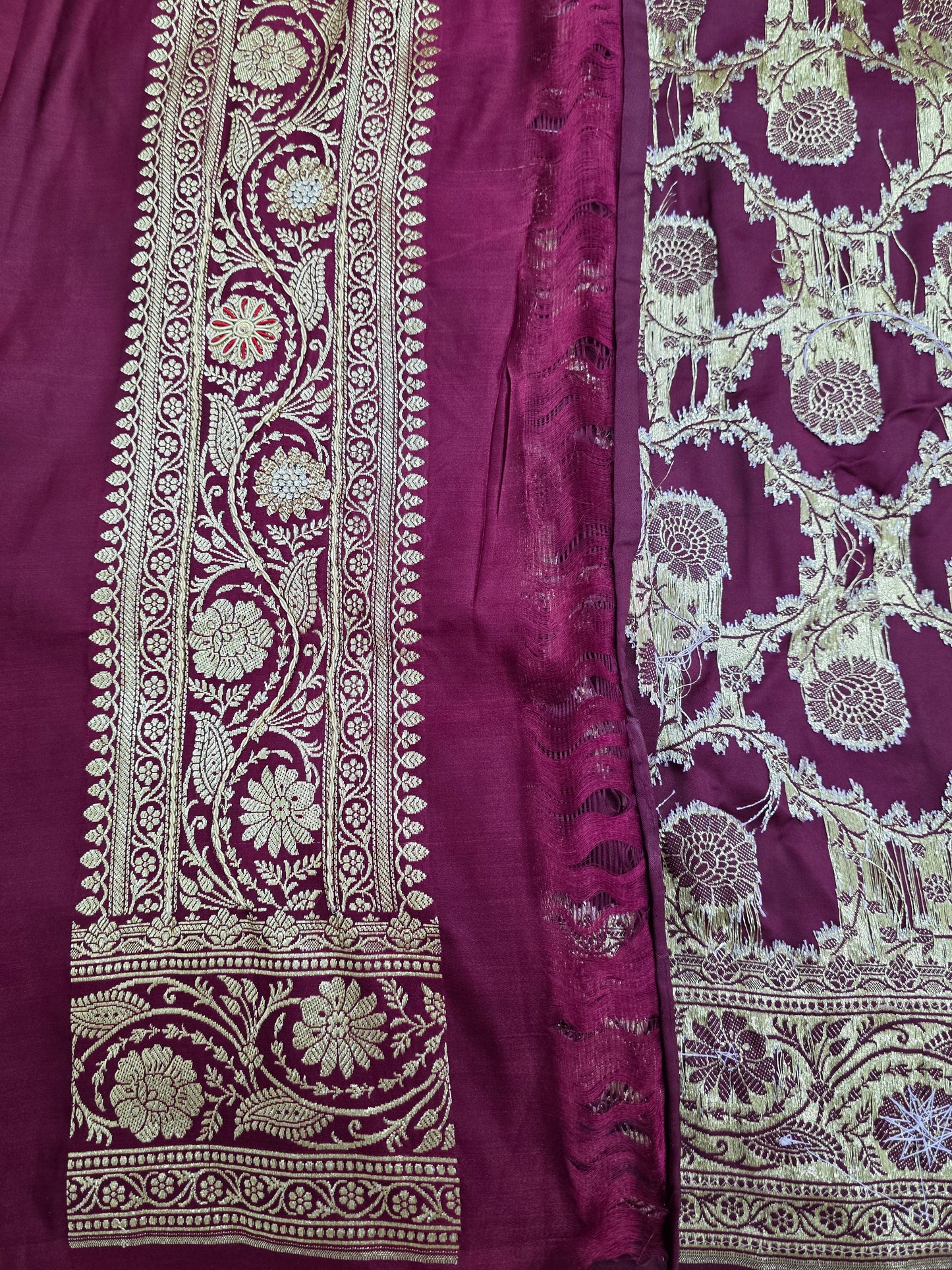 Wine Zardozi Zarkan Banarasi Saree