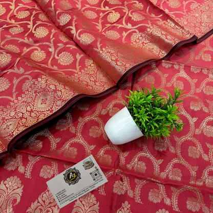 Peach kalga jaal Silk suit