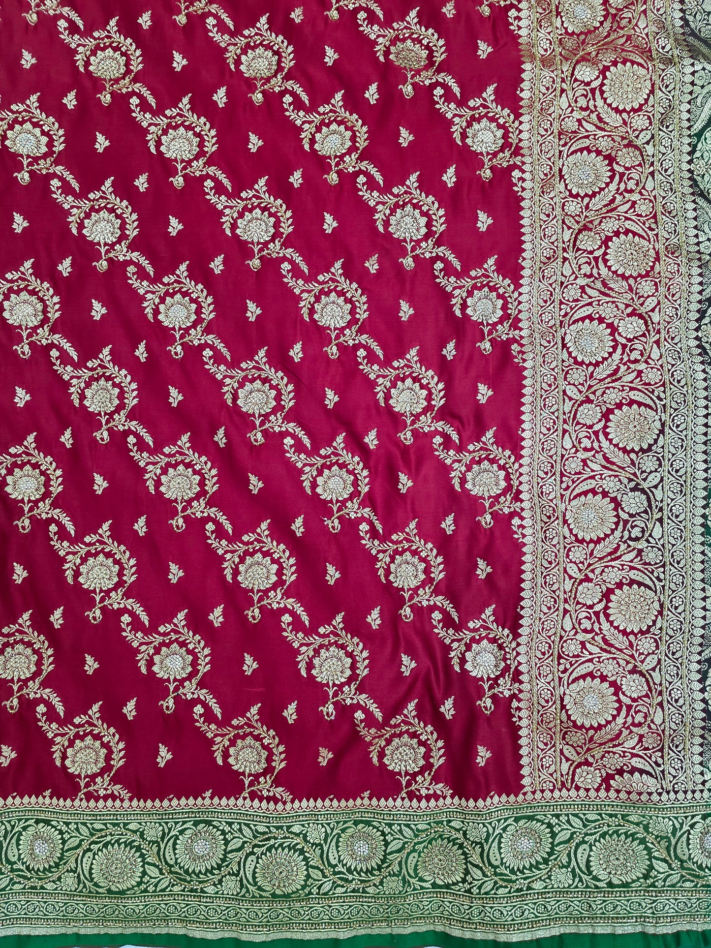 Maroon Zarkan Moti Banarasi Silk Saree