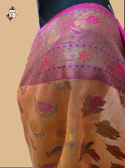 Orange Banarasi Silk Saree