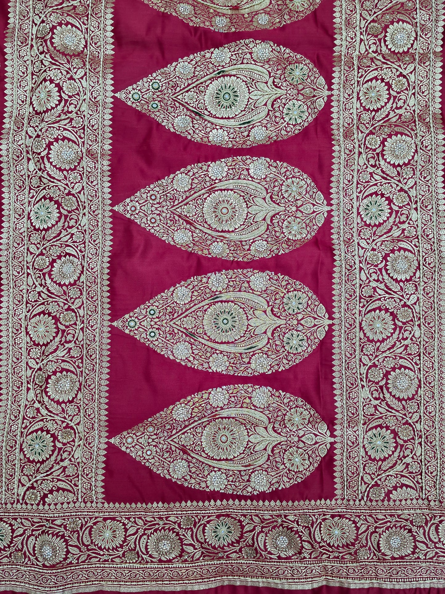 Maroon Zardozi Zarkan Banarasi Katan Saree