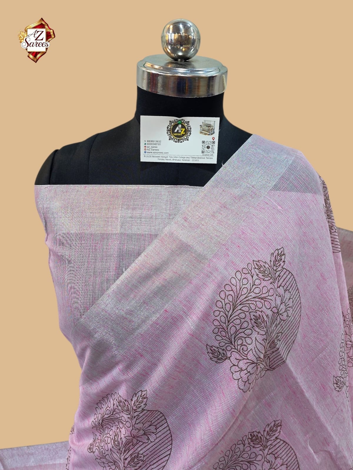 Pink Banarasi Printed Saree