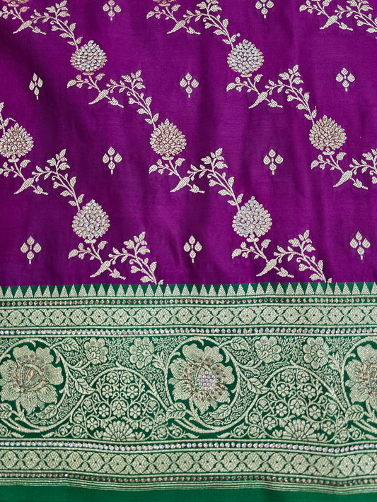 Purple Zarkan Swarovski Banarasi Saree