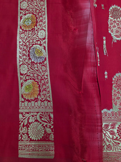 Red Mina Kari Zarkan Swarovski Banarasi Saree