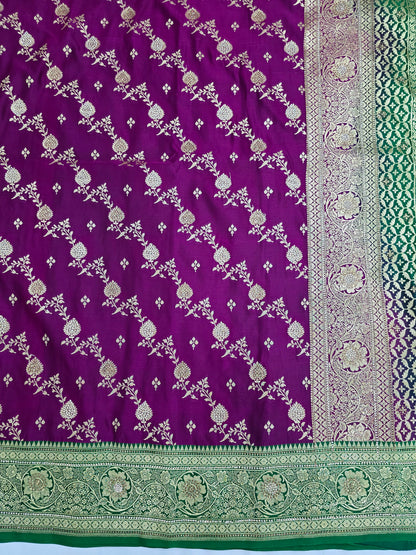 Purple Zarkan Swarovski Banarasi Saree