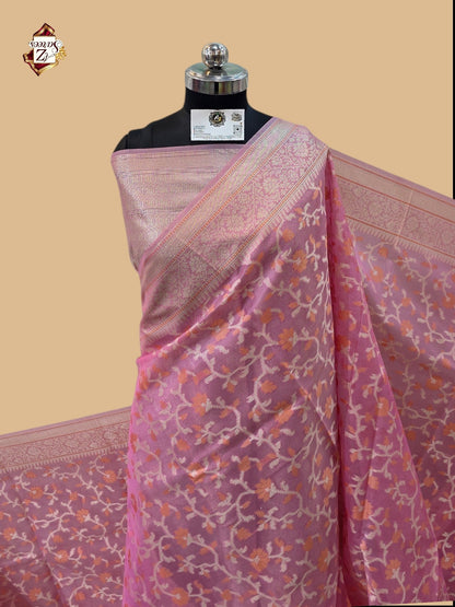 Pink Banarasi Silk Saree