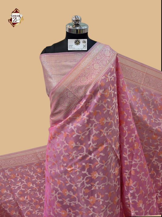 Pink Banarasi Silk Saree