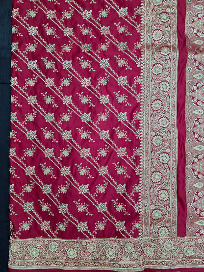 Maroon Zardozi Banarasi Saree