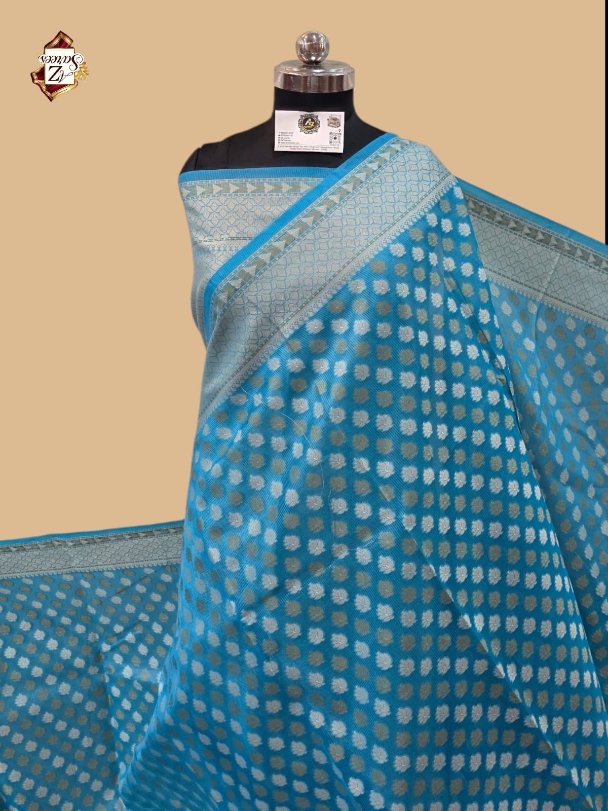 Blue Banarasi silk saree