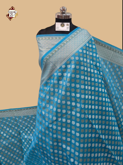 Blue Banarasi silk saree