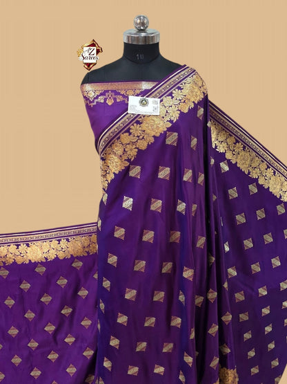 Purple Banarasi mushru Silk