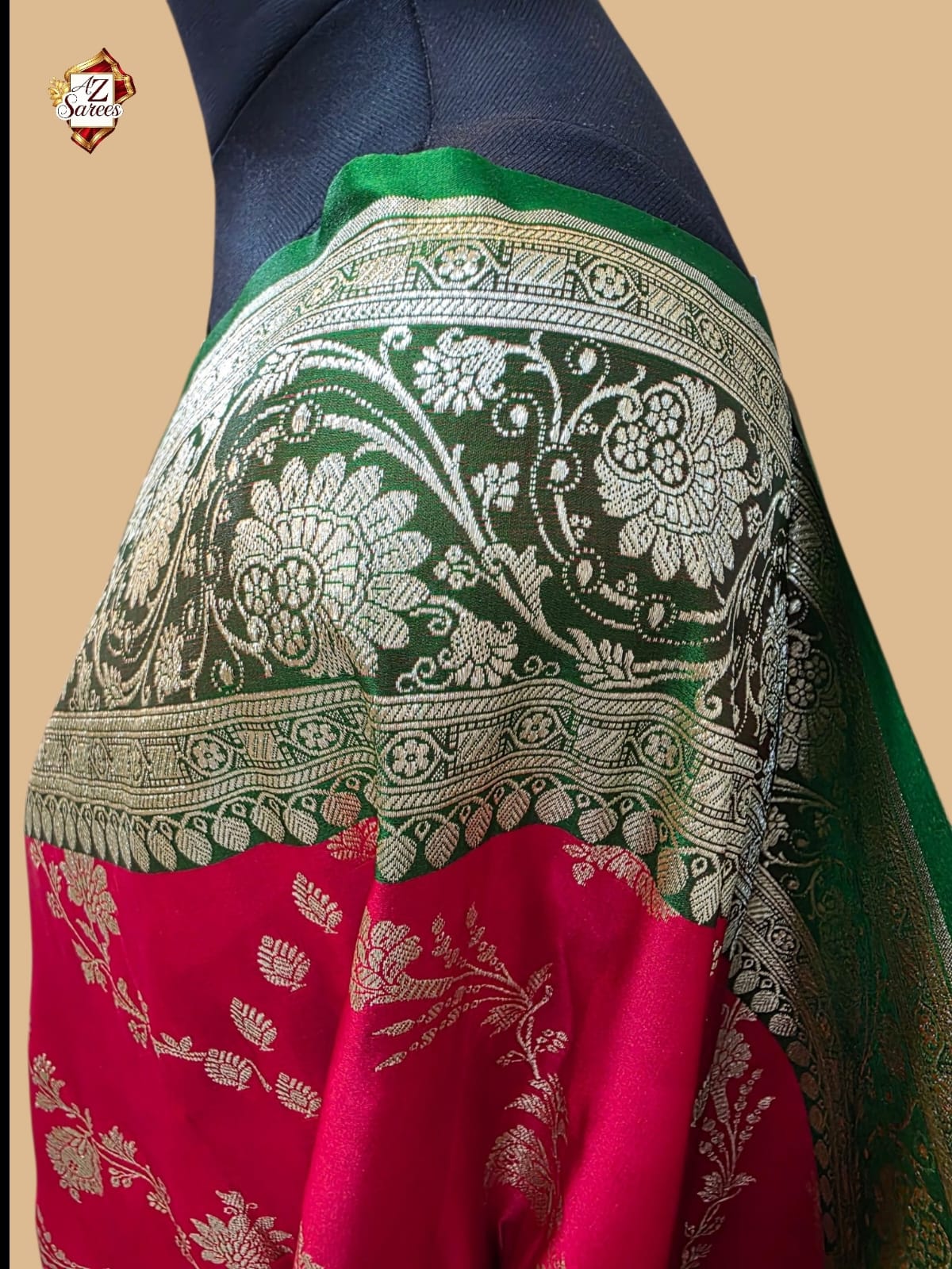 Red Banarasi katan silk