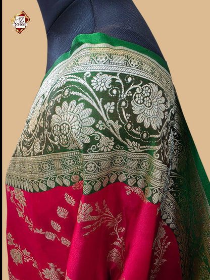 Red Banarasi katan silk