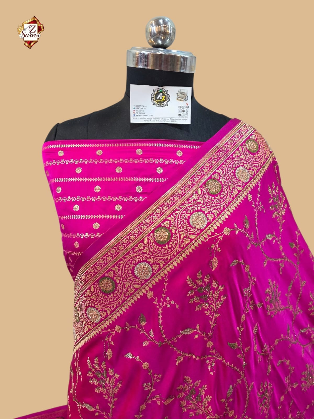 Pink Banarasi Swarovski Saree