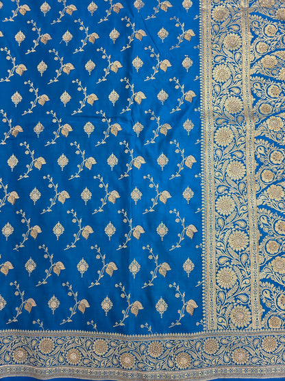 Blue Zarkan Swarovski Banarasi silk Saree