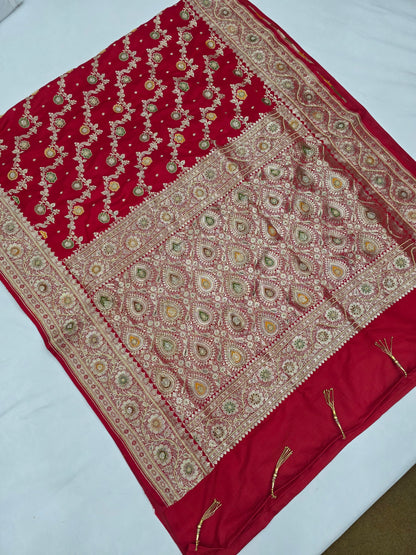 Red Zardozi Zarkan Banarasi Saree