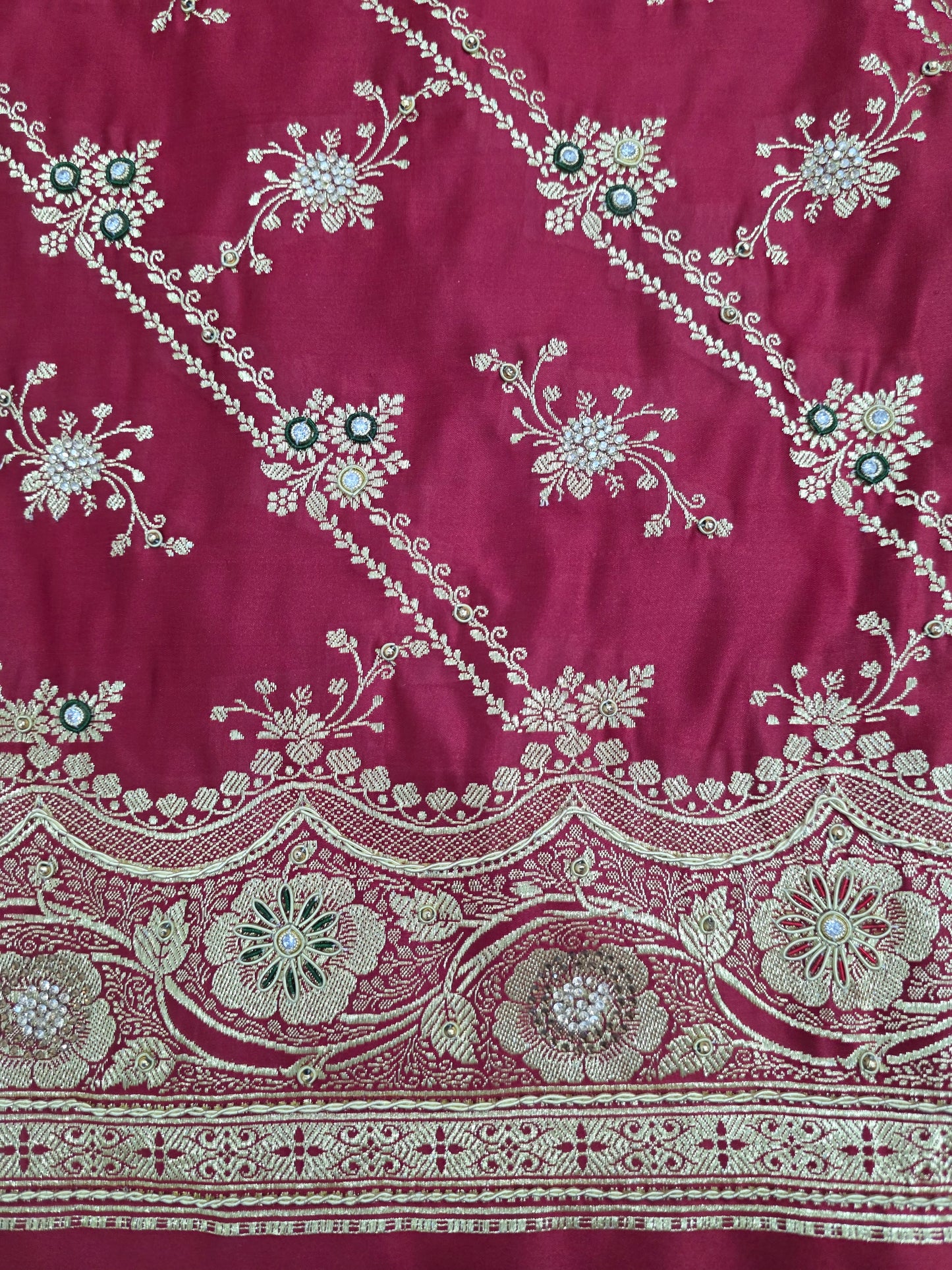 Maroon Zardozi Zarkan Banarasi Katan Saree