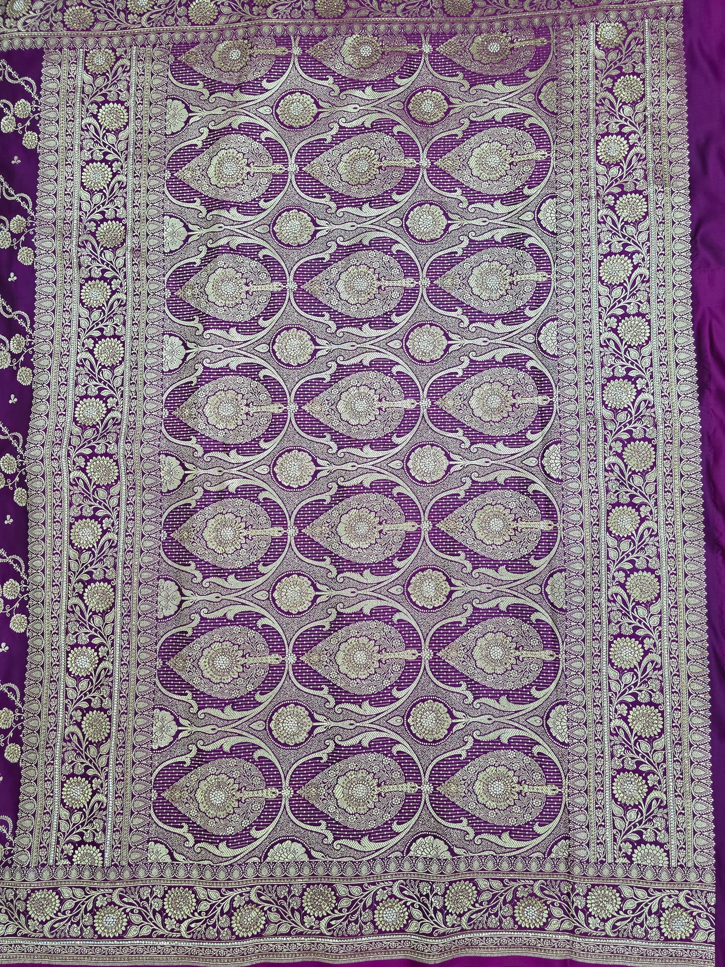 Purple Zarkan Swarovski Banarasi Katan Saree