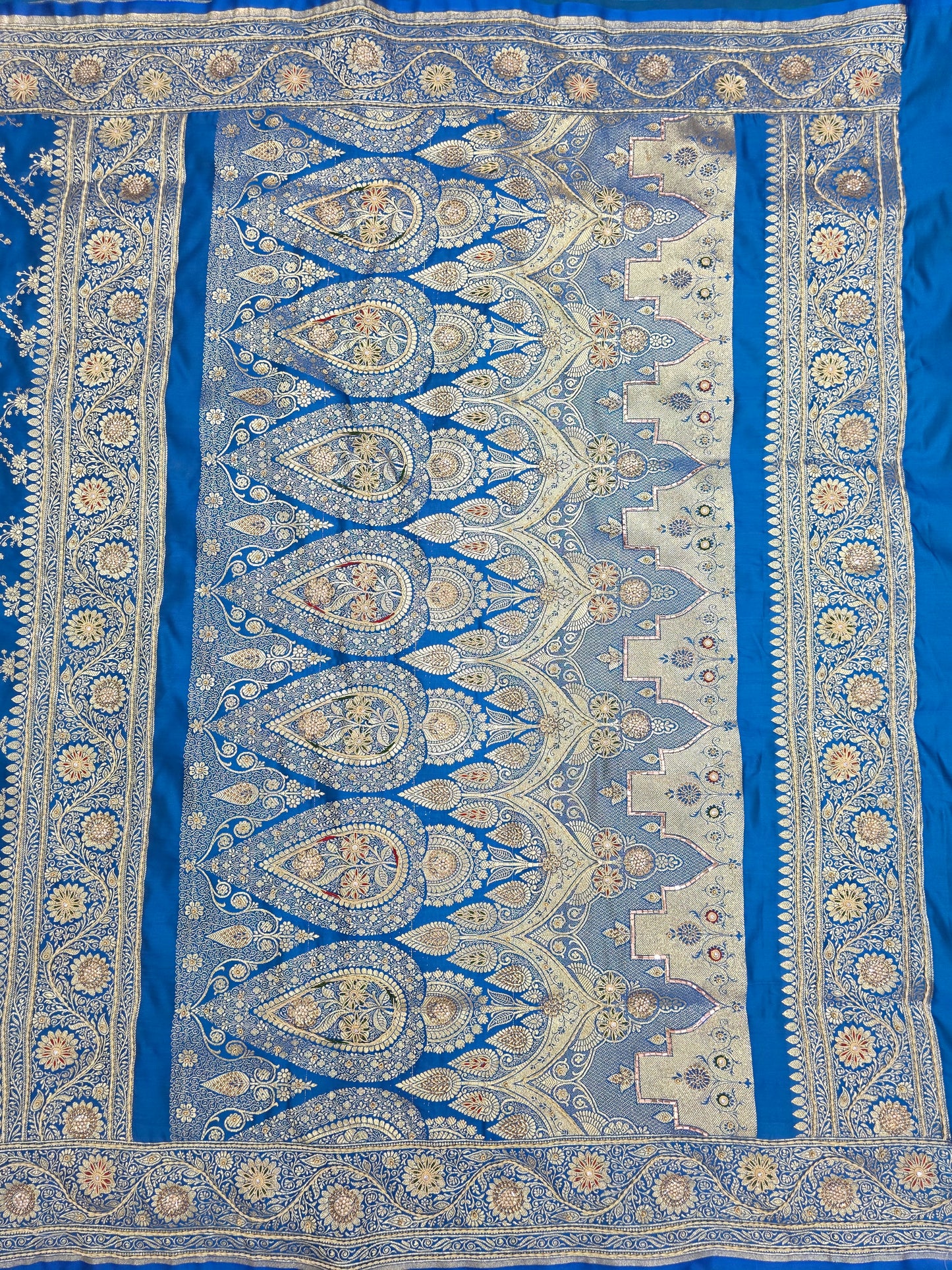 Blue Zardozi Zarkan Banarasi Katan Saree