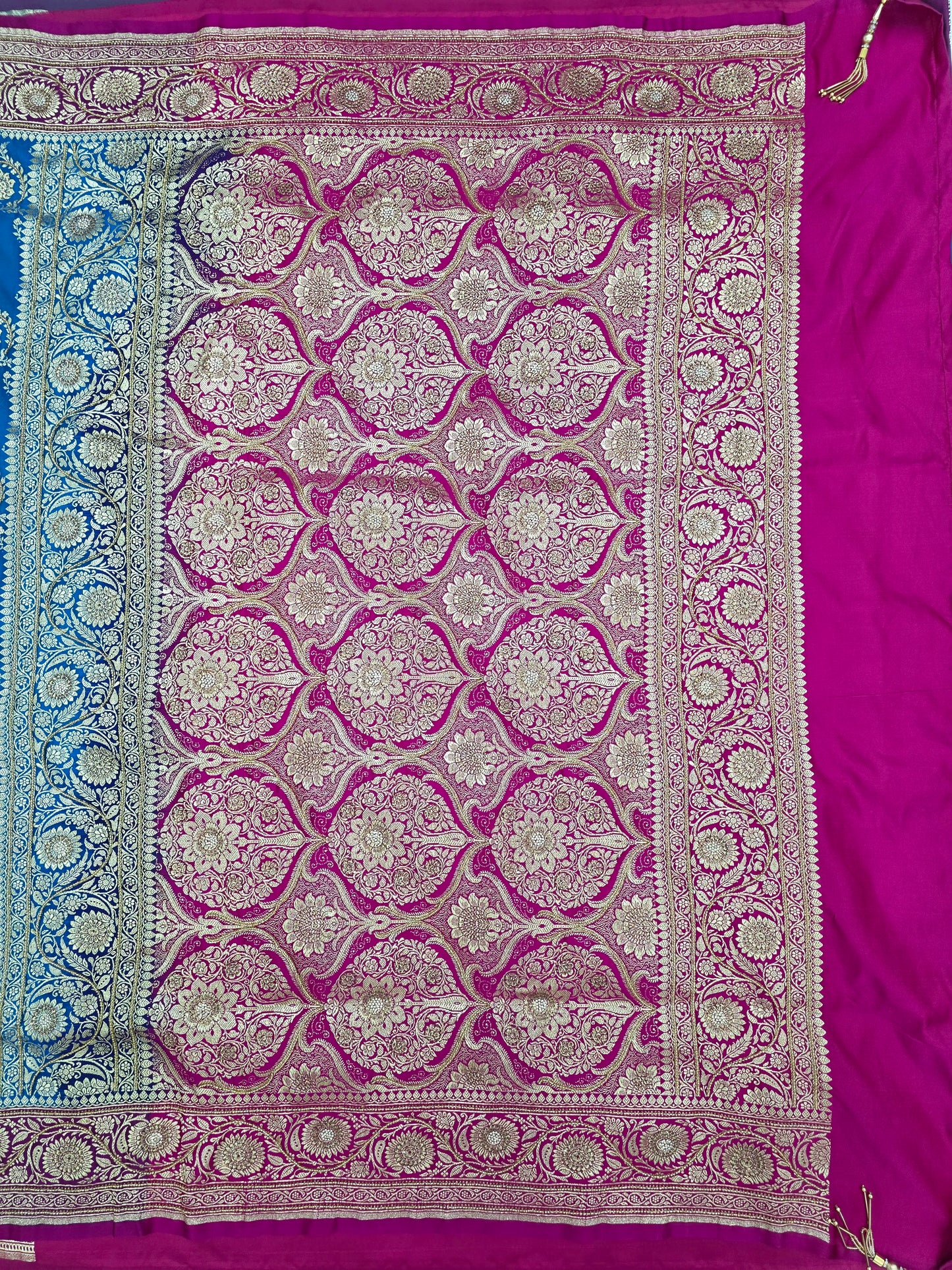 Blue Zarkan Moti Banarasi Silk Saree