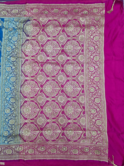 Blue Zarkan Moti Banarasi Silk Saree