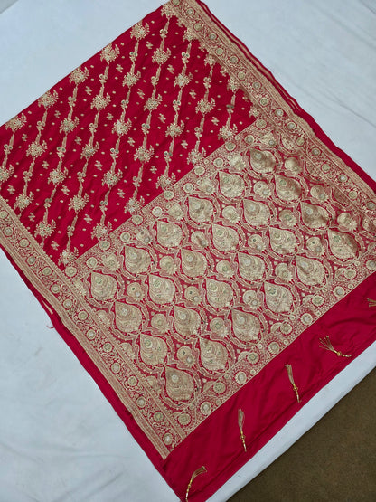Red Zardozi Zarkan Banarasi Saree