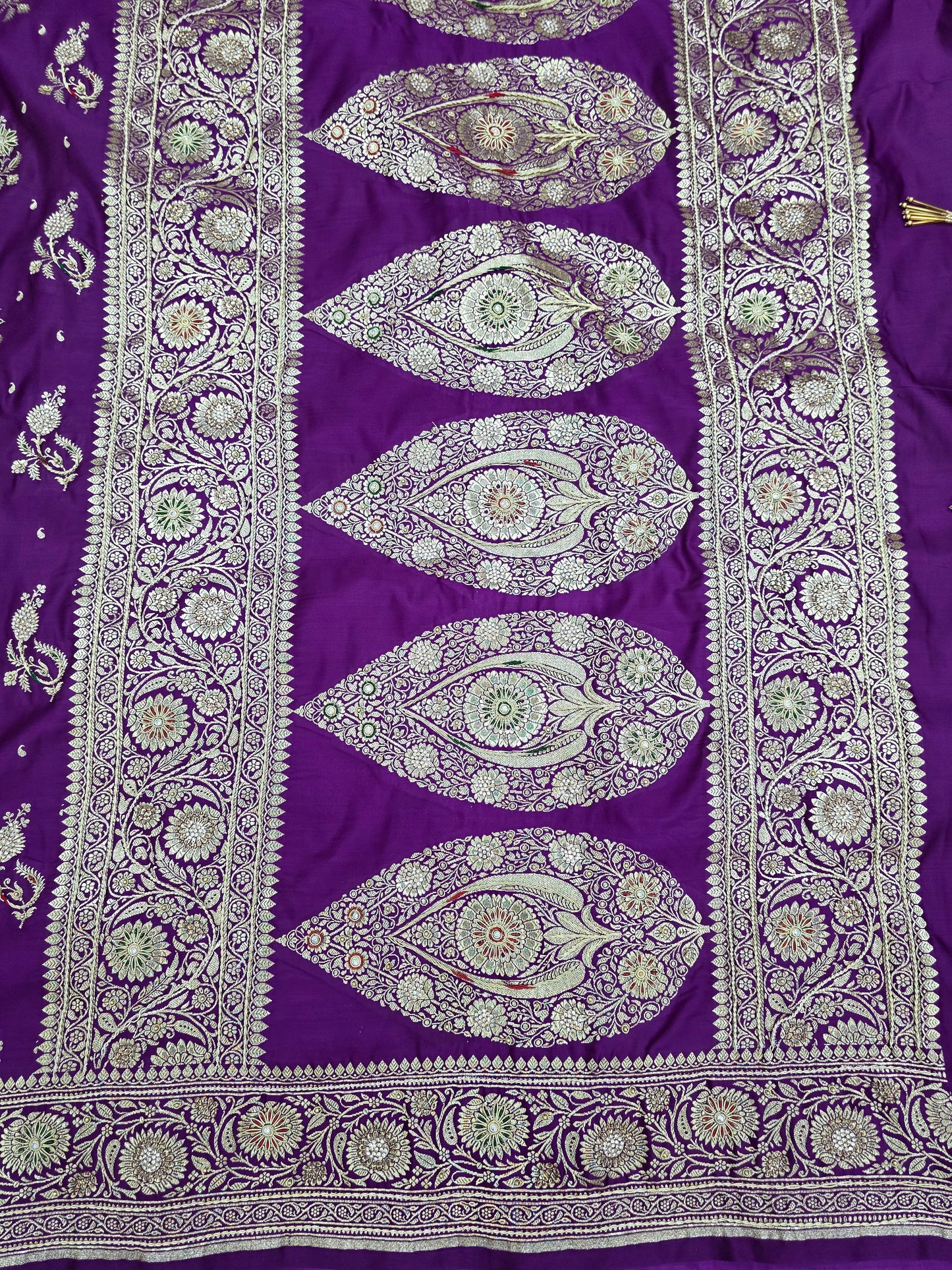 Purple Zardozi Zarkan Banarasi Katan Saree
