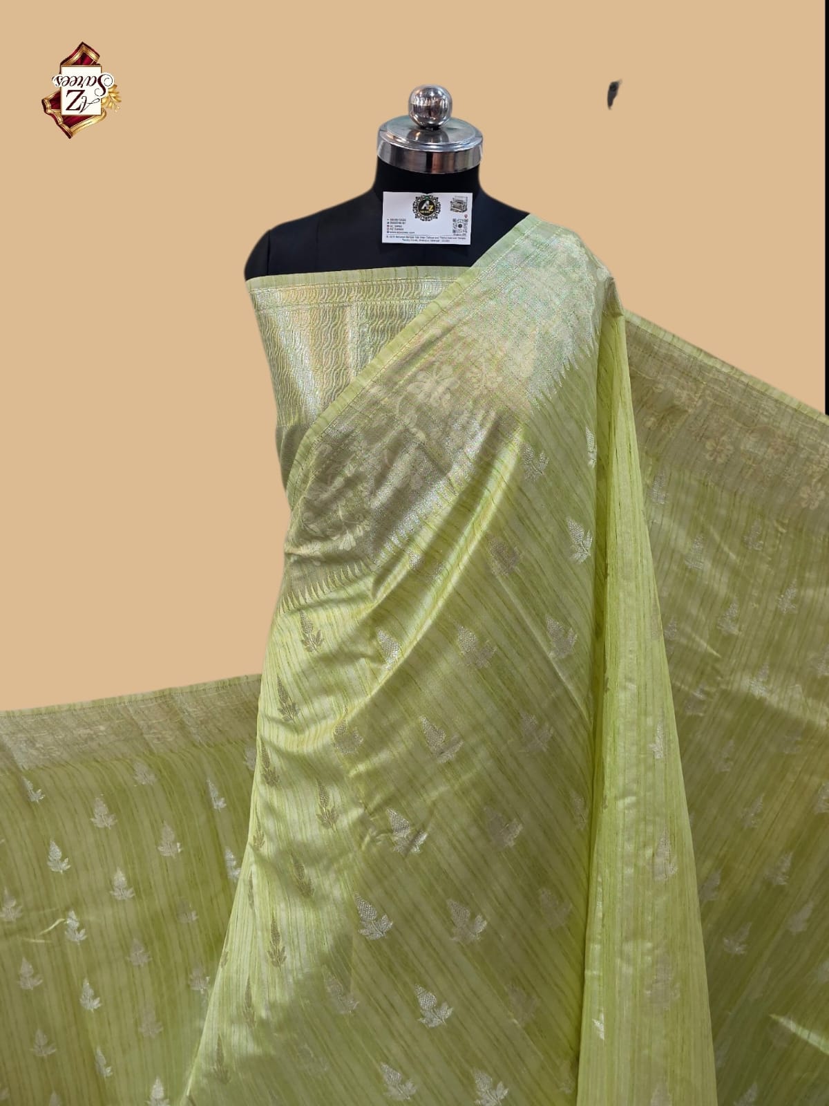 Light Green Banarasi Ghicha Saree