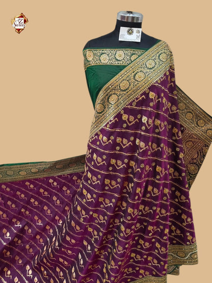 Purple Banarasi silk saree