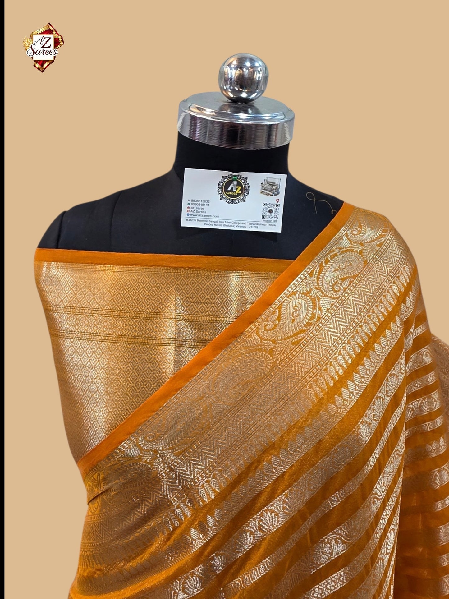Mustard Banarasi silk saree