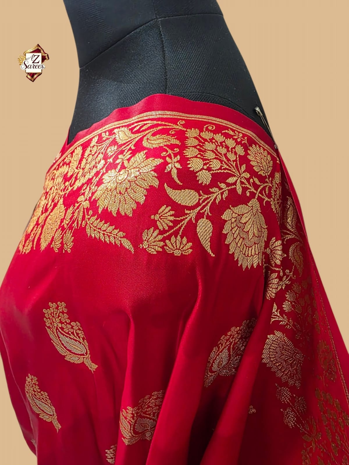 Red Banarasi Mashru silk