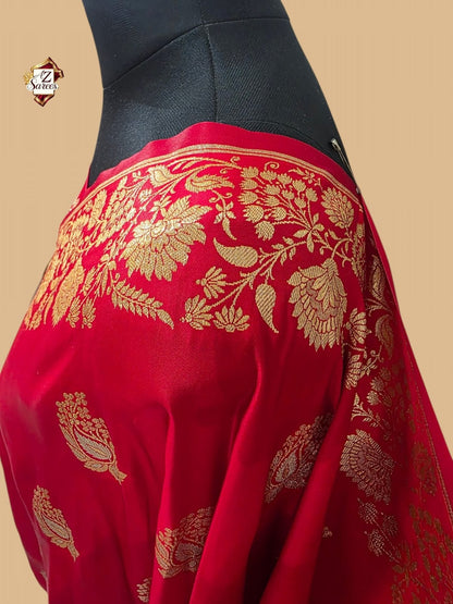 Red Banarasi Mashru silk