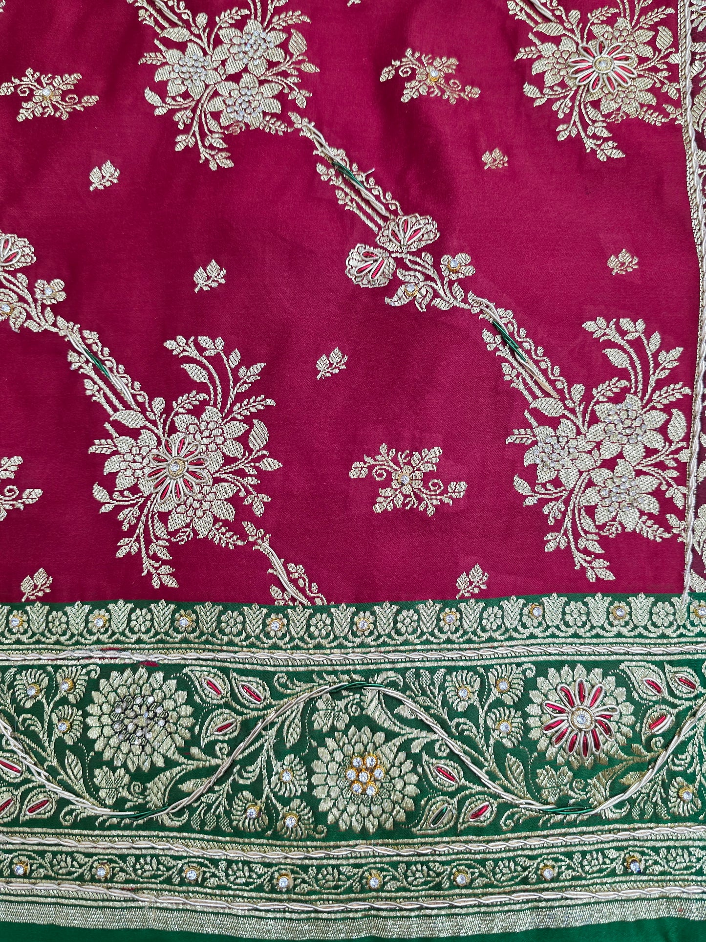 Maroon Zardozi Zarkan Banarasi Katan Saree