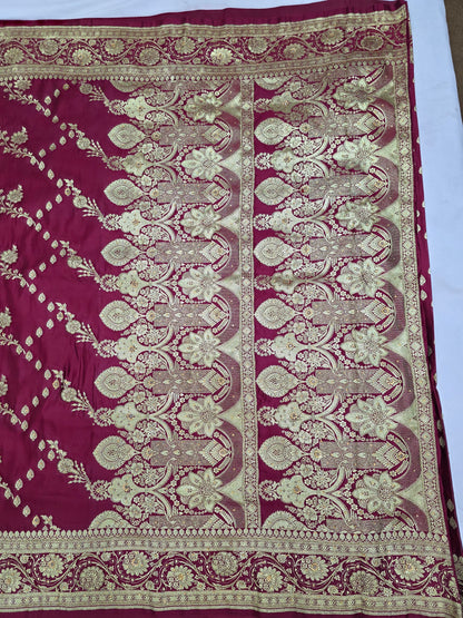Maroon Moti Banarasi Saree