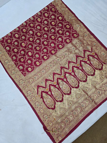 Maroon Cutdana Banarasi Saree